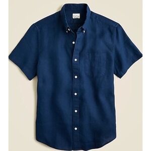 J.Crew Shirt Mens Small Navy Short Sleeve Relaxed Baird McNutt Irish Linen